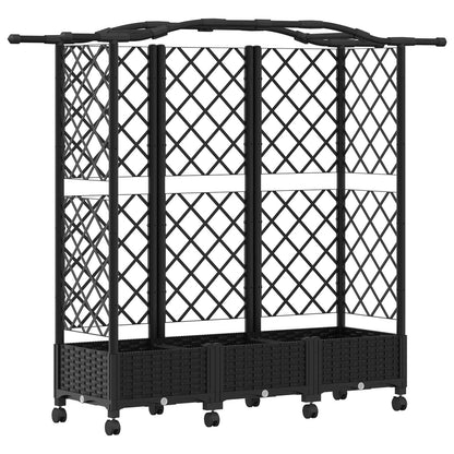 vidaXL Raised Bed with Trellis and Roof Black 163 x 40 x 129 cm PP