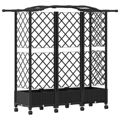 vidaXL Raised Bed with Trellis and Roof Black 163 x 40 x 129 cm PP