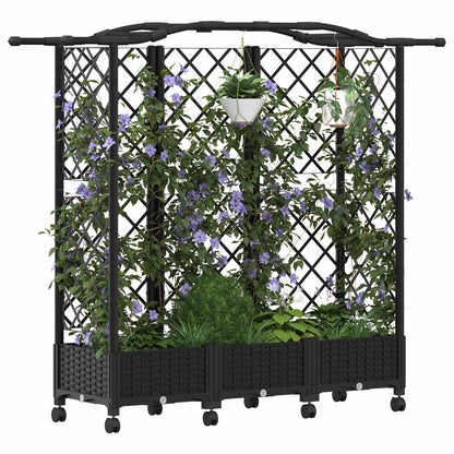 vidaXL Raised Bed with Trellis and Roof Black 163 x 40 x 129 cm PP