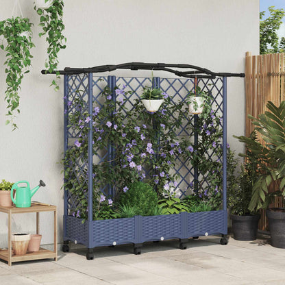 vidaXL Raised Bed with Trellis and Roof Grey 163 x 40 x 129 cm PP