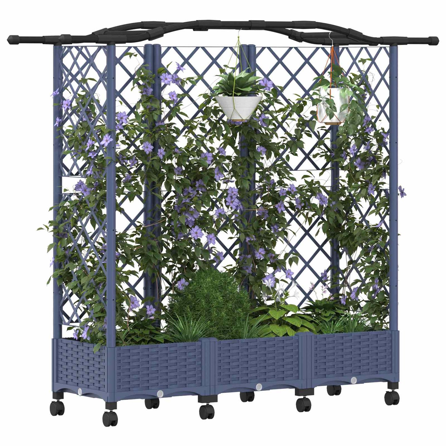 vidaXL Raised Bed with Trellis and Roof Grey 163 x 40 x 129 cm PP