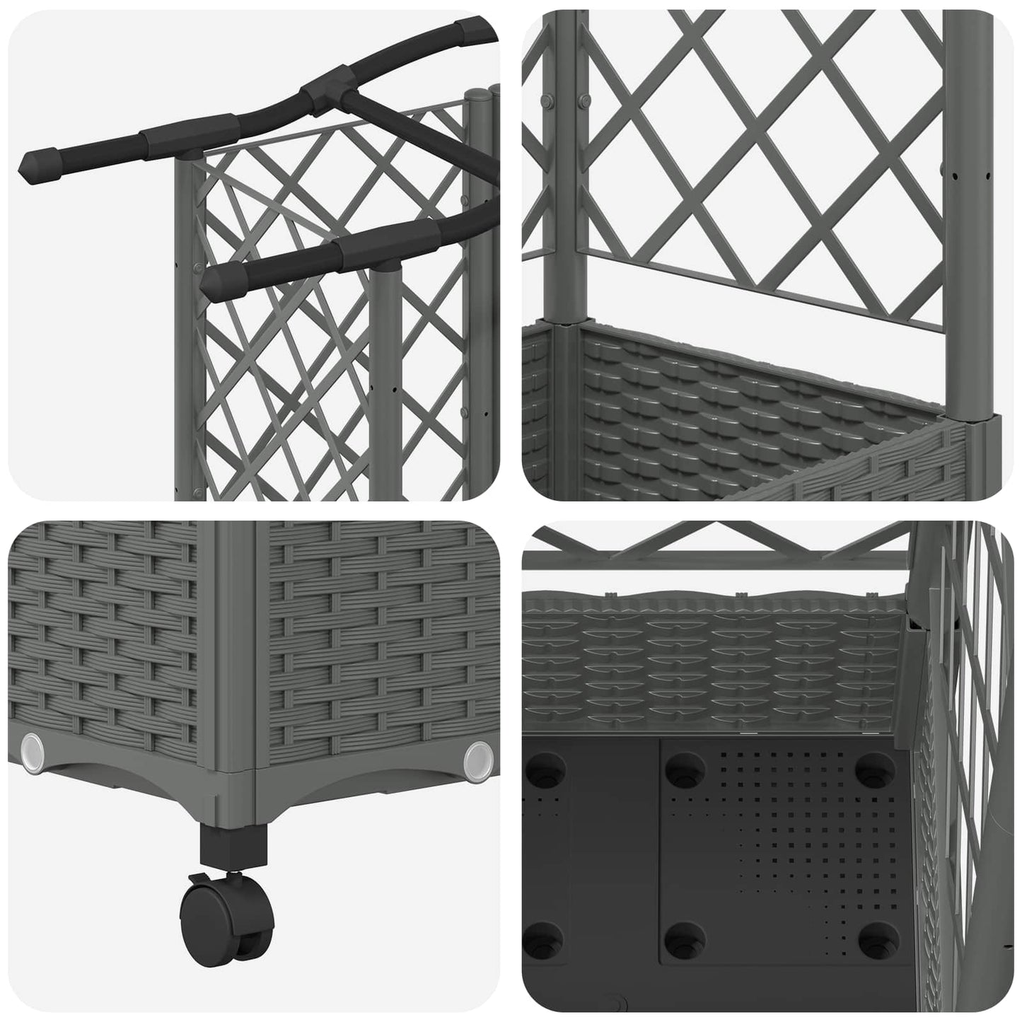 vidaXL Raised Bed with Trellis and Roof Light Grey 163 x 40 x 129 cm