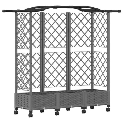 vidaXL Raised Bed with Trellis and Roof Light Grey 163 x 40 x 129 cm