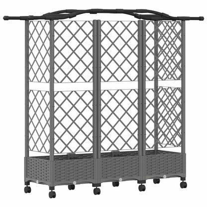 vidaXL Raised Bed with Trellis and Roof Light Grey 163 x 40 x 129 cm