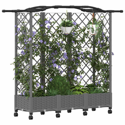 vidaXL Raised Bed with Trellis and Roof Light Grey 163 x 40 x 129 cm