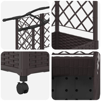 vidaXL Raised Bed with Trellis and Roof Brown 163 x 40 x 144 cm PP