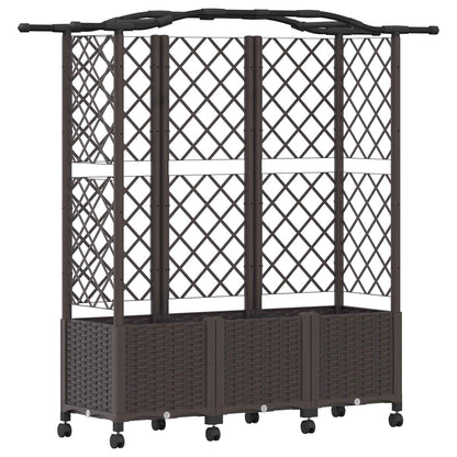 vidaXL Raised Bed with Trellis and Roof Brown 163 x 40 x 144 cm PP