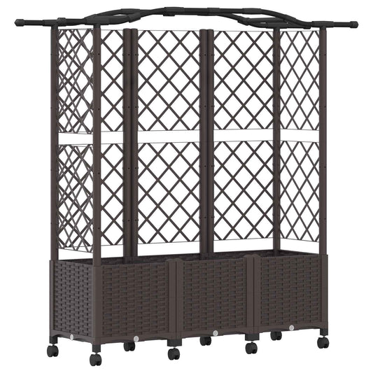 vidaXL Raised Bed with Trellis and Roof Brown 163 x 40 x 144 cm PP