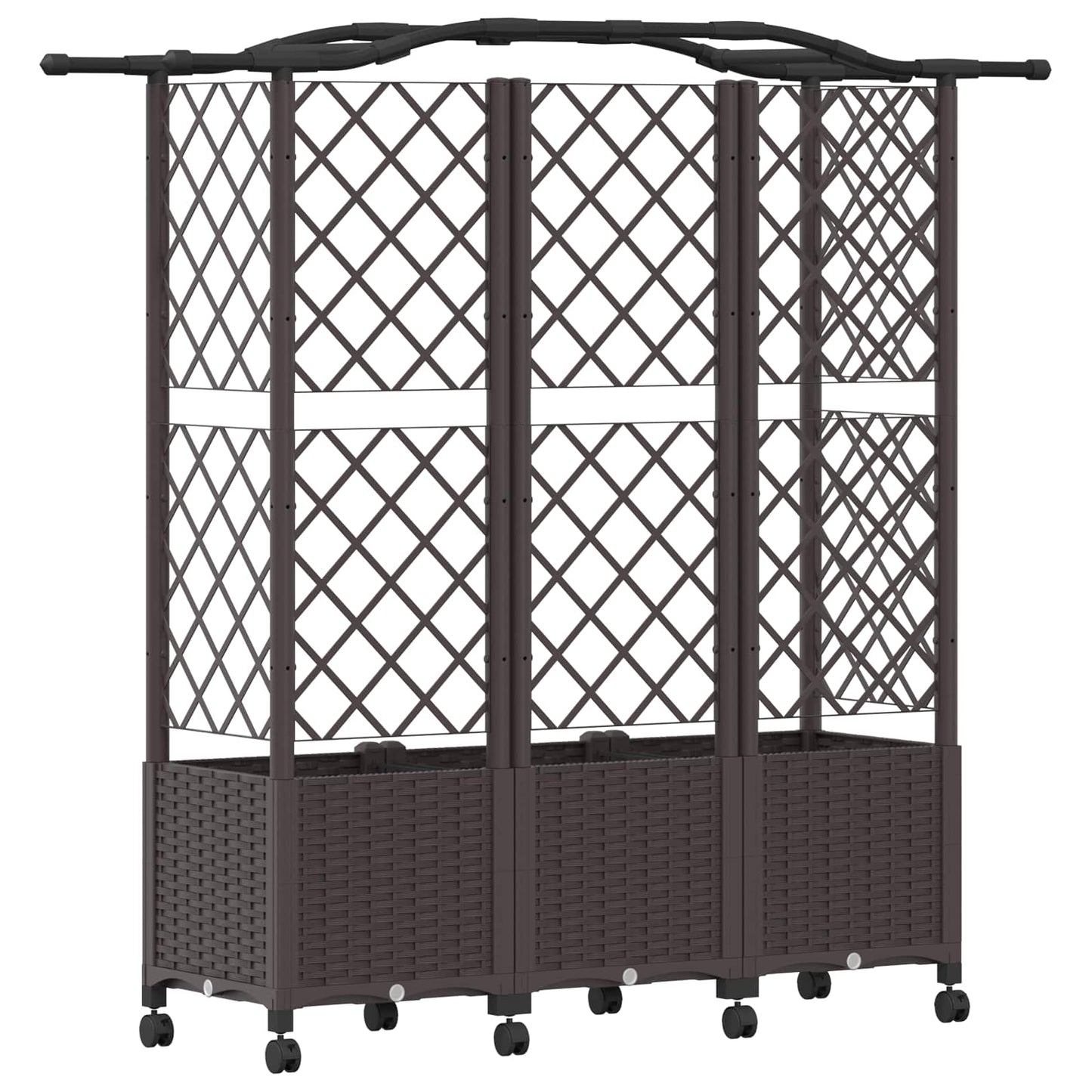 vidaXL Raised Bed with Trellis and Roof Brown 163 x 40 x 144 cm PP