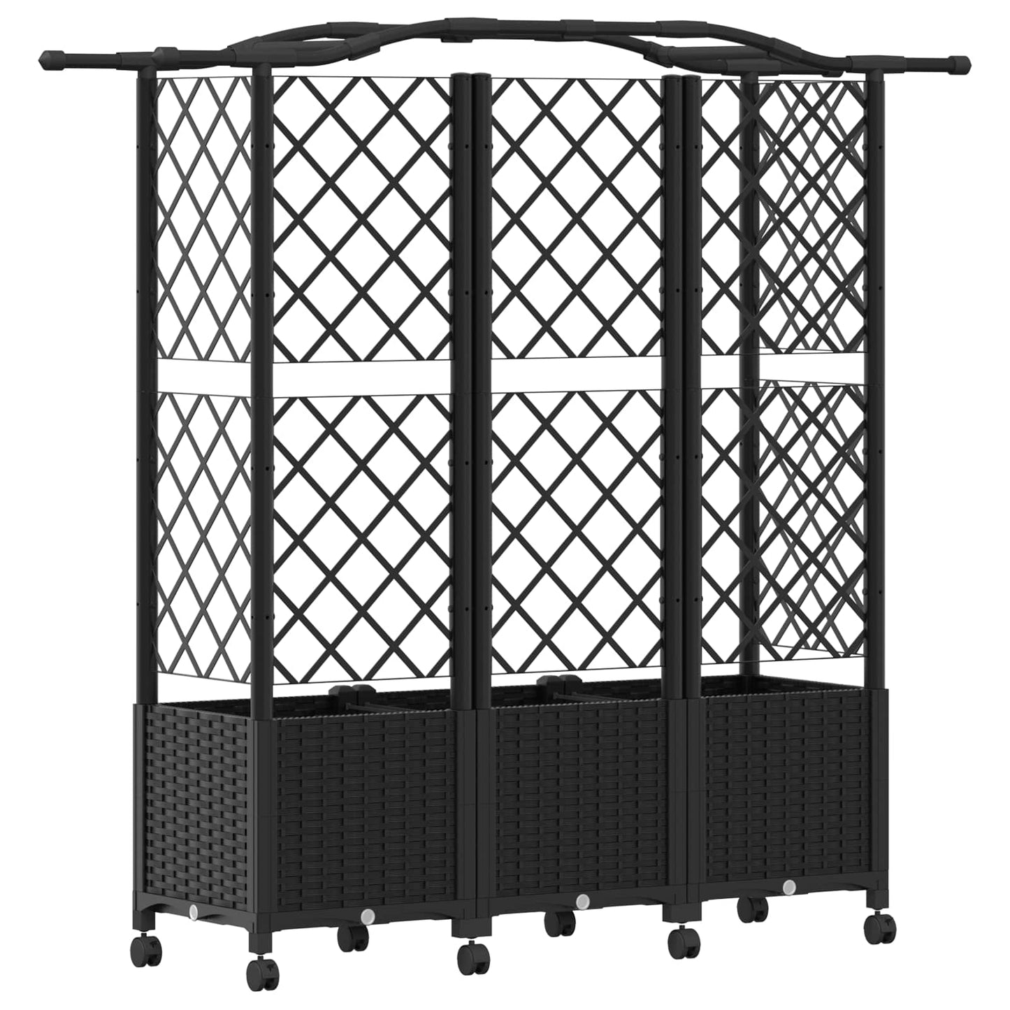 vidaXL Raised Bed with Trellis and Roof Black 163 x 40 x 144 cm PP
