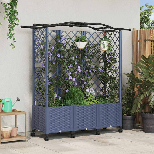 vidaXL Raised Bed with Trellis and Roof Grey 163 x 40 x 144 cm PP
