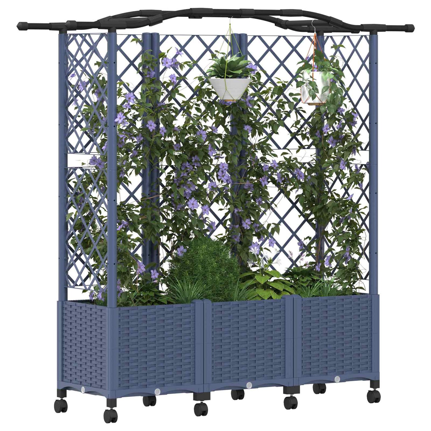 vidaXL Raised Bed with Trellis and Roof Grey 163 x 40 x 144 cm PP