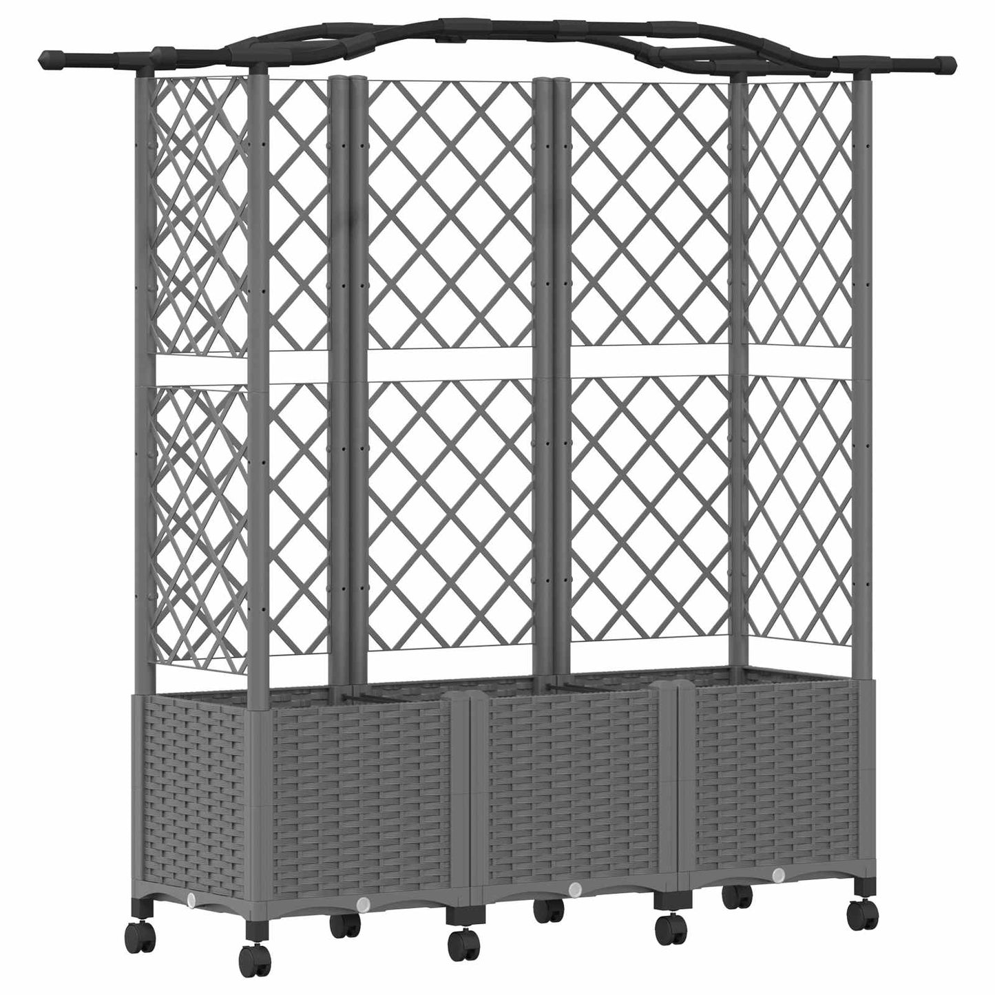 vidaXL Raised Bed with Trellis and Roof Light Grey 163 x 40 x 144 cm
