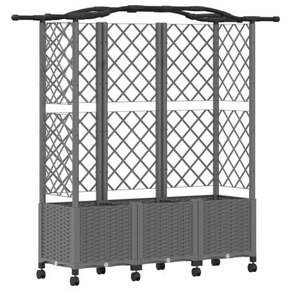 vidaXL Raised Bed with Trellis and Roof Light Grey 163 x 40 x 144 cm