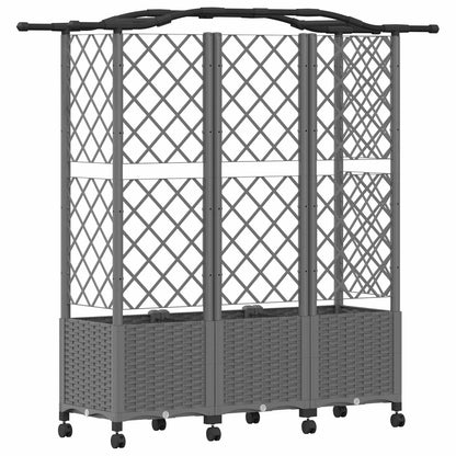 vidaXL Raised Bed with Trellis and Roof Light Grey 163 x 40 x 144 cm
