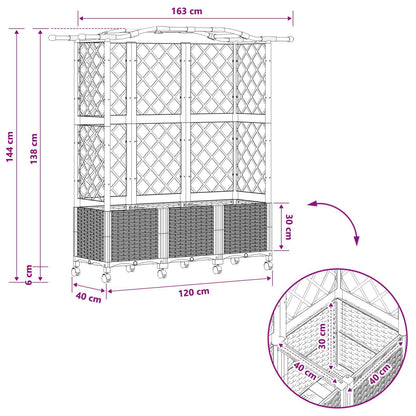 vidaXL Raised Bed with Trellis and Roof Light Grey 163 x 40 x 144 cm