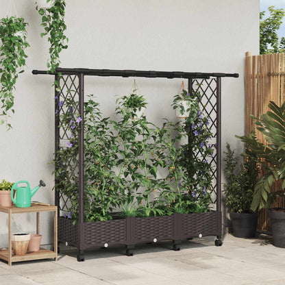 vidaXL Raised Bed with Trellis and Roof Brown 164 x 40 x 127 cm PP