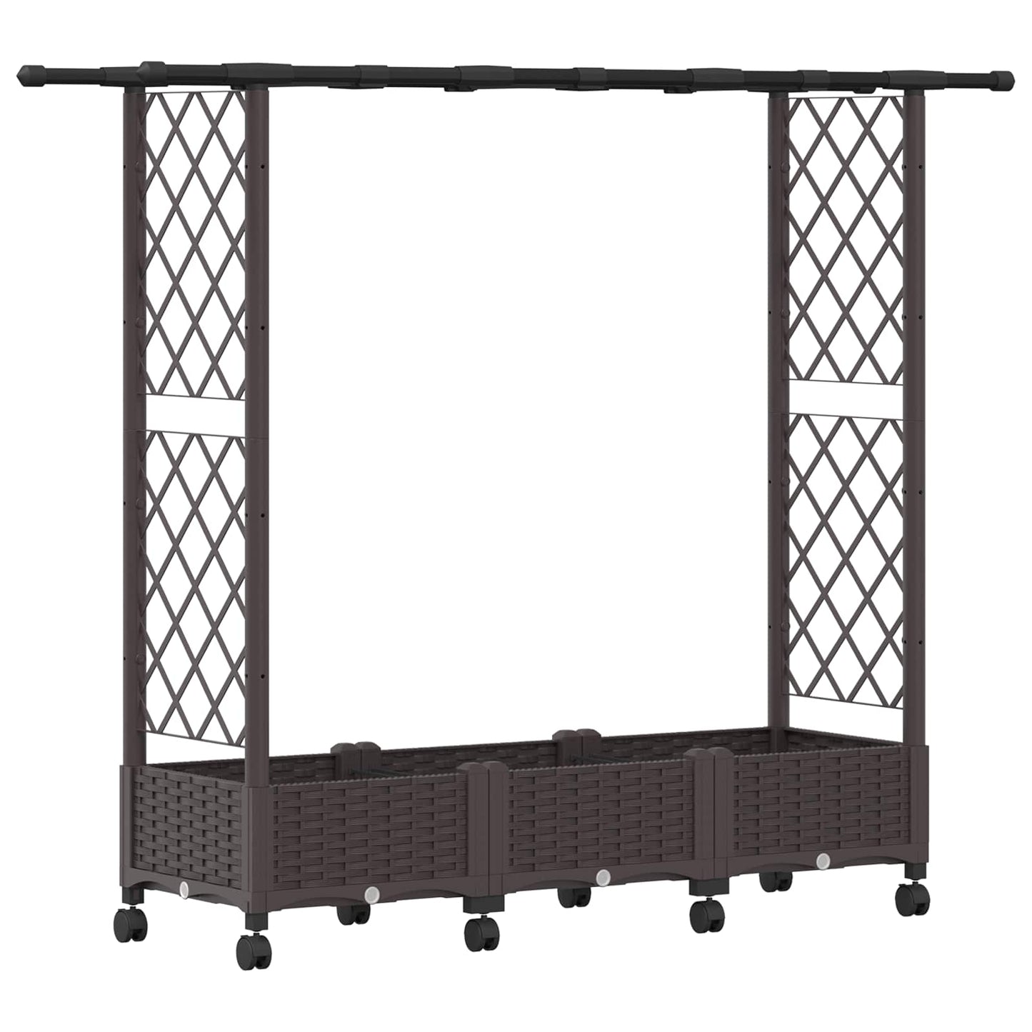 vidaXL Raised Bed with Trellis and Roof Brown 164 x 40 x 127 cm PP