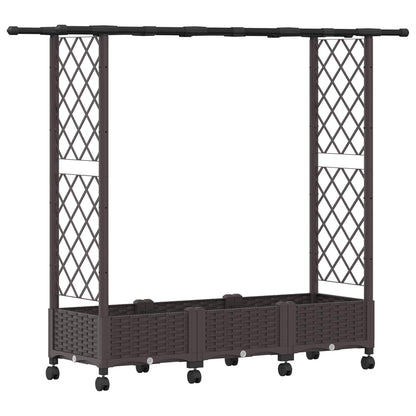 vidaXL Raised Bed with Trellis and Roof Brown 164 x 40 x 127 cm PP