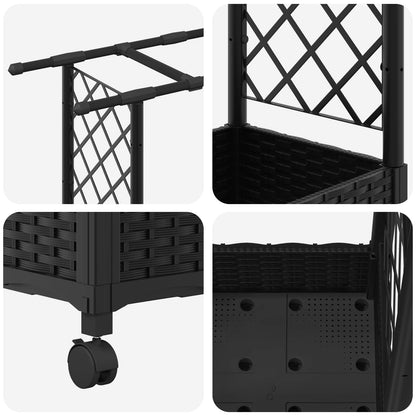 vidaXL Raised Bed with Trellis and Roof Black 164 x 40 x 127 cm PP
