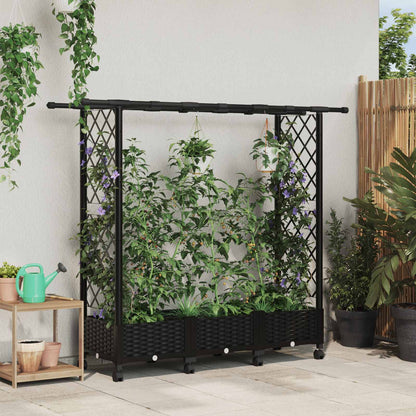 vidaXL Raised Bed with Trellis and Roof Black 164 x 40 x 127 cm PP