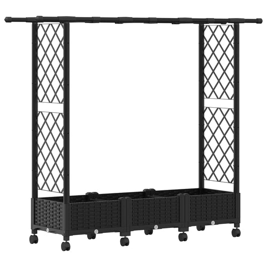 vidaXL Raised Bed with Trellis and Roof Black 164 x 40 x 127 cm PP