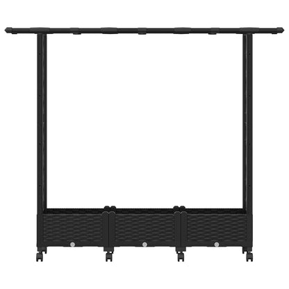 vidaXL Raised Bed with Trellis and Roof Black 164 x 40 x 127 cm PP