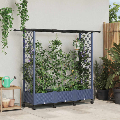 vidaXL Raised Bed with Trellis and Roof Grey 164 x 40 x 127 cm PP