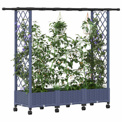 vidaXL Raised Bed with Trellis and Roof Grey 164 x 40 x 127 cm PP