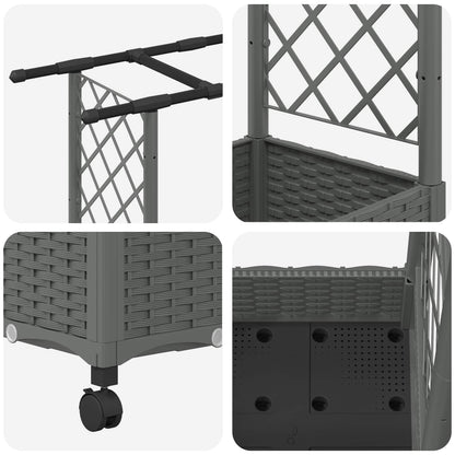 vidaXL Raised Bed with Trellis and Roof Light Grey 164 x 40 x 127 cm