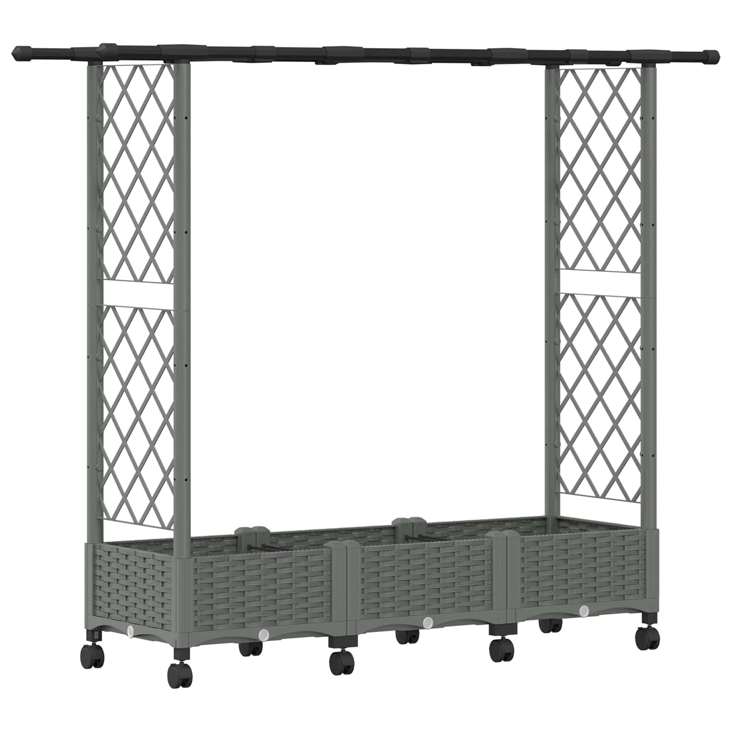 vidaXL Raised Bed with Trellis and Roof Light Grey 164 x 40 x 127 cm
