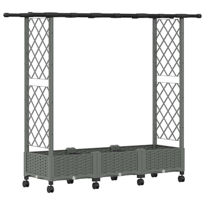 vidaXL Raised Bed with Trellis and Roof Light Grey 164 x 40 x 127 cm
