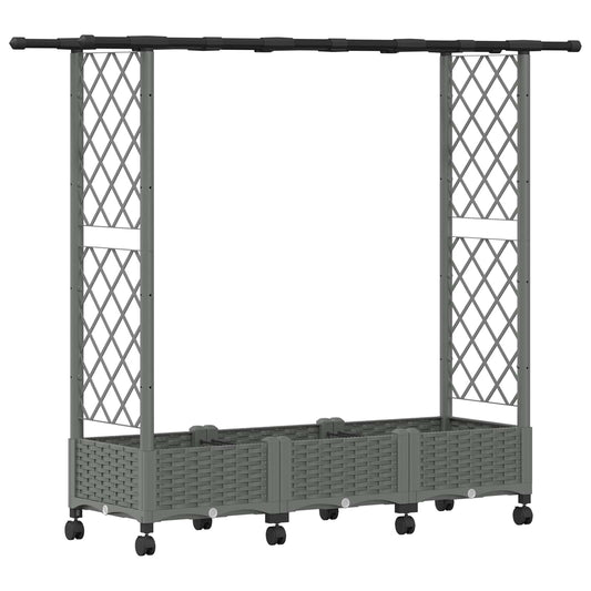 vidaXL Raised Bed with Trellis and Roof Light Grey 164 x 40 x 127 cm