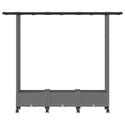 vidaXL Raised Bed with Trellis and Roof Light Grey 164 x 40 x 127 cm