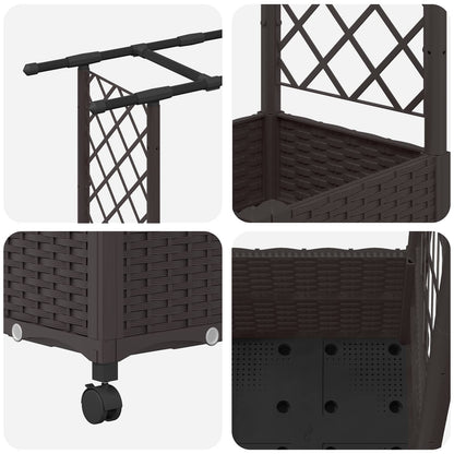 vidaXL Raised Bed with Trellis and Roof Brown 162.5 x 40 x 142 cm PP