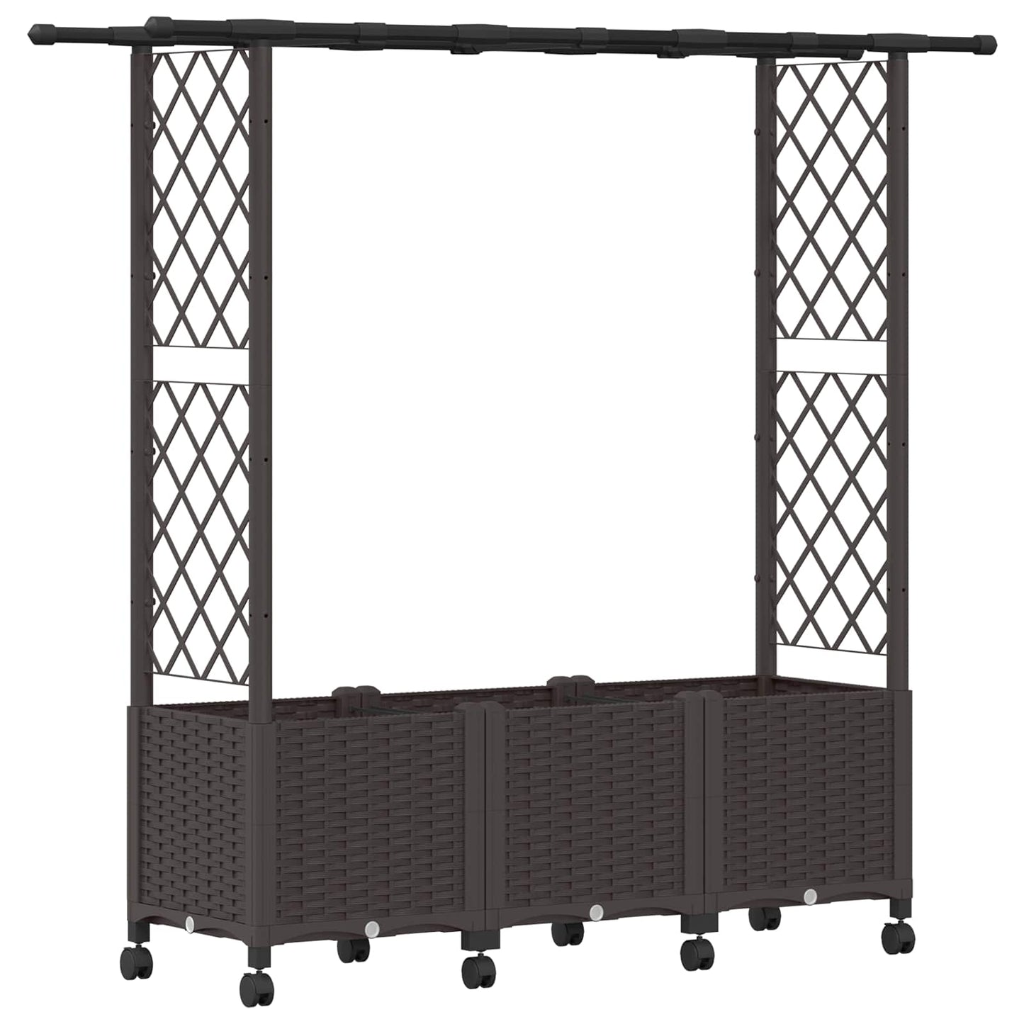vidaXL Raised Bed with Trellis and Roof Brown 162.5 x 40 x 142 cm PP