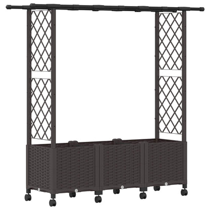 vidaXL Raised Bed with Trellis and Roof Brown 162.5 x 40 x 142 cm PP