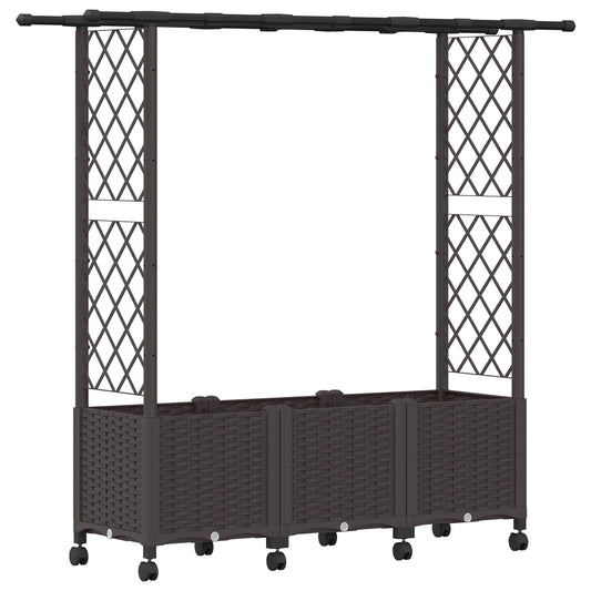 vidaXL Raised Bed with Trellis and Roof Brown 162.5 x 40 x 142 cm PP