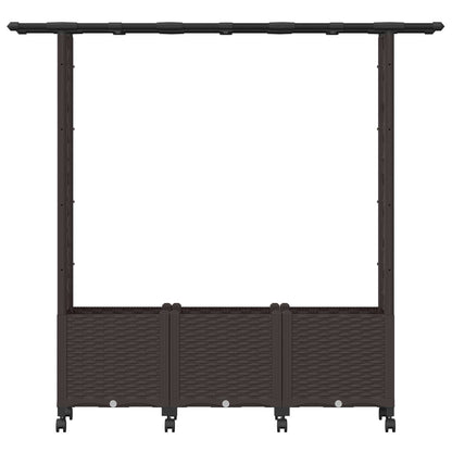 vidaXL Raised Bed with Trellis and Roof Brown 162.5 x 40 x 142 cm PP