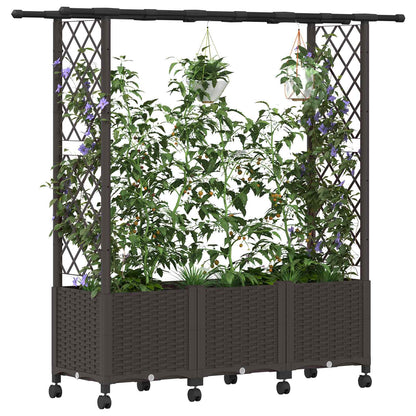 vidaXL Raised Bed with Trellis and Roof Brown 162.5 x 40 x 142 cm PP