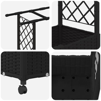 vidaXL Raised Bed with Trellis and Roof Black 162.5 x 40 x 142 cm PP