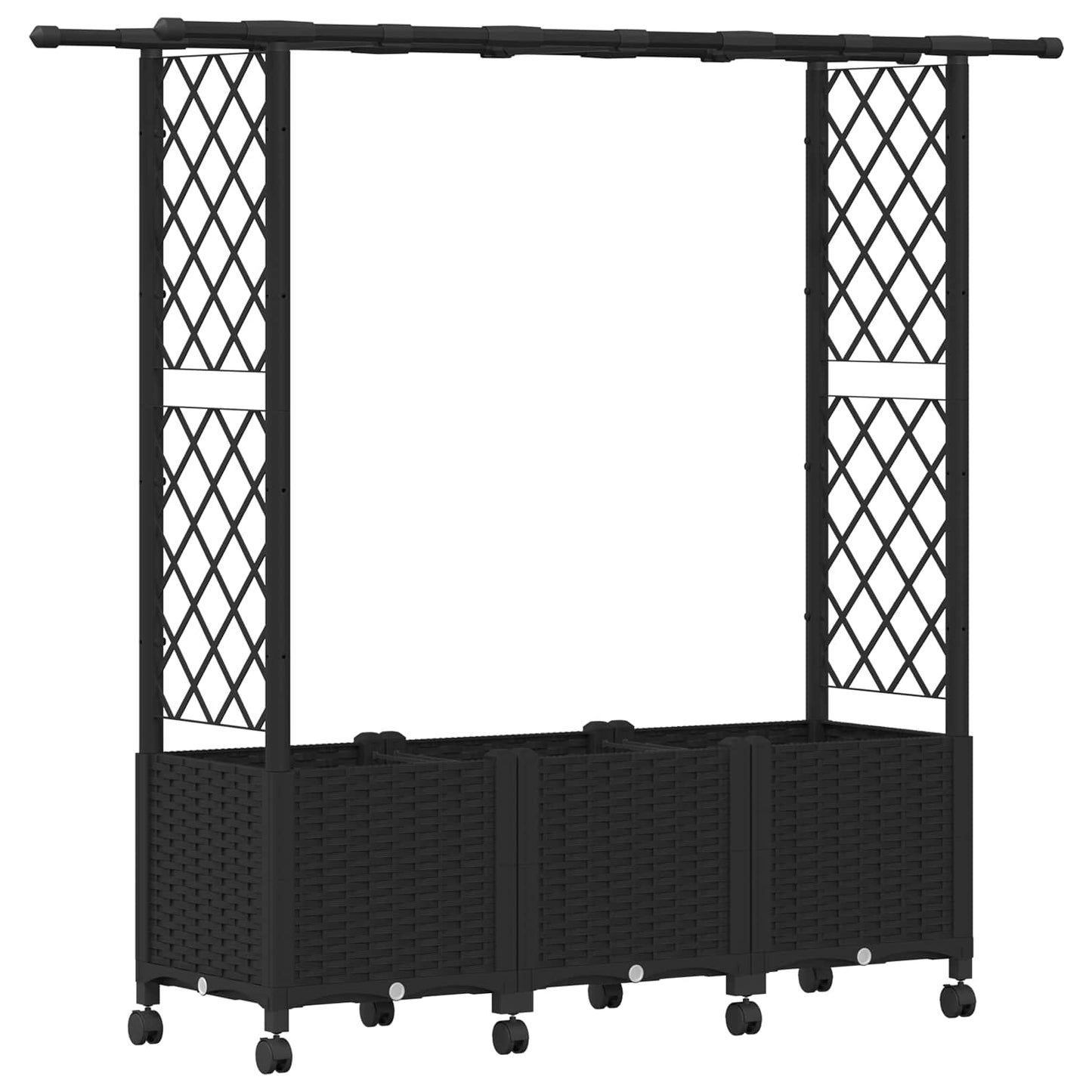 vidaXL Raised Bed with Trellis and Roof Black 162.5 x 40 x 142 cm PP