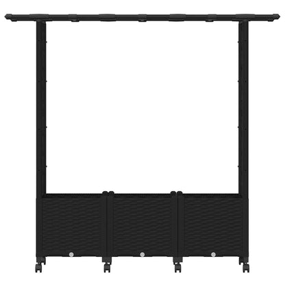 vidaXL Raised Bed with Trellis and Roof Black 162.5 x 40 x 142 cm PP