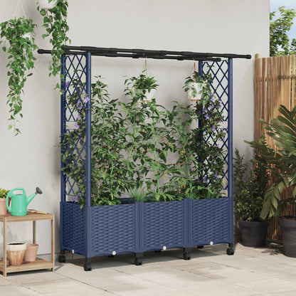 vidaXL Raised Bed with Trellis and Roof Grey 162.5 x 40 x 142 cm PP