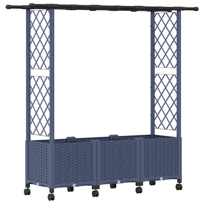vidaXL Raised Bed with Trellis and Roof Grey 162.5 x 40 x 142 cm PP