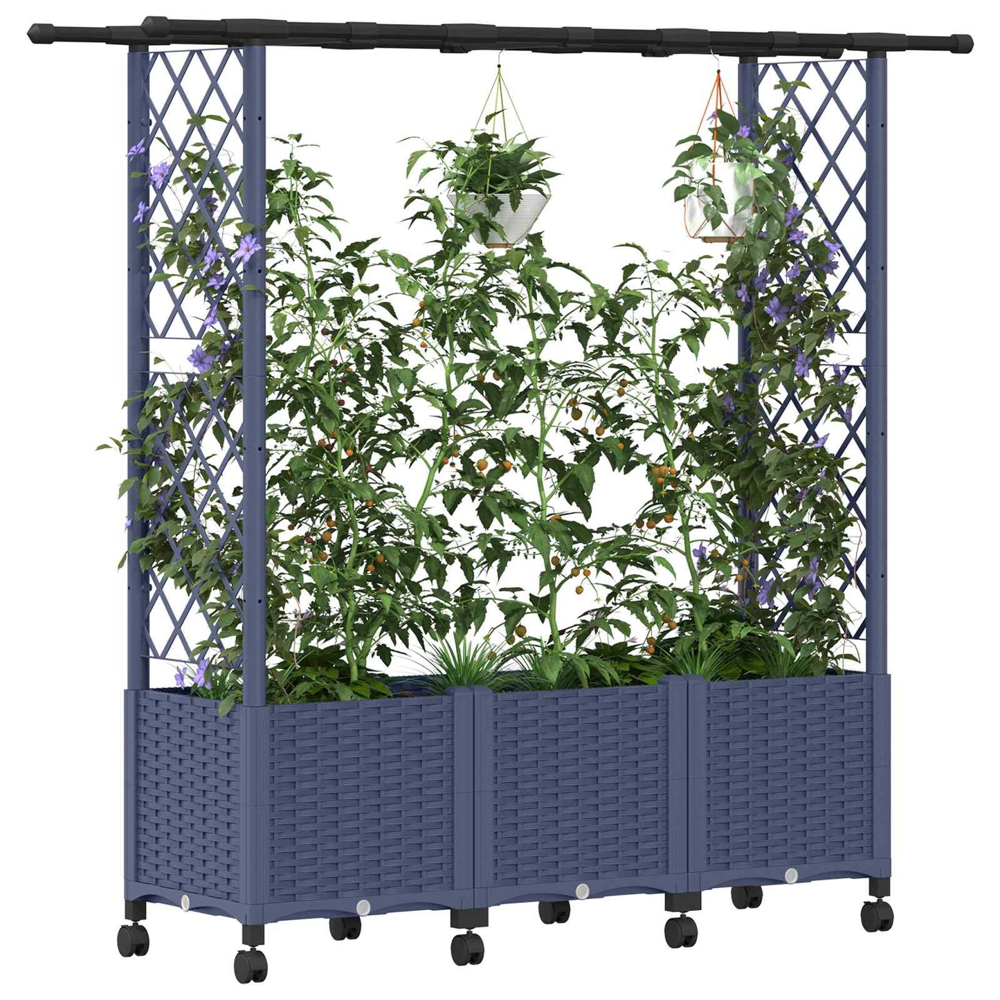 vidaXL Raised Bed with Trellis and Roof Grey 162.5 x 40 x 142 cm PP