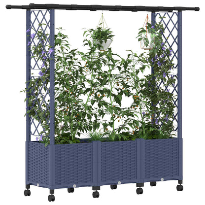 vidaXL Raised Bed with Trellis and Roof Grey 162.5 x 40 x 142 cm PP