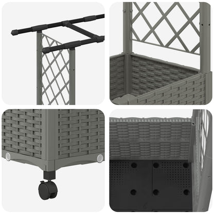 vidaXL Raised Bed with Trellis and Roof Light Grey 162.5 x 40 x 142 cm