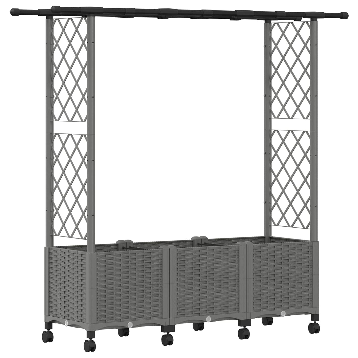 vidaXL Raised Bed with Trellis and Roof Light Grey 162.5 x 40 x 142 cm