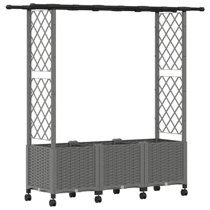vidaXL Raised Bed with Trellis and Roof Light Grey 162.5 x 40 x 142 cm